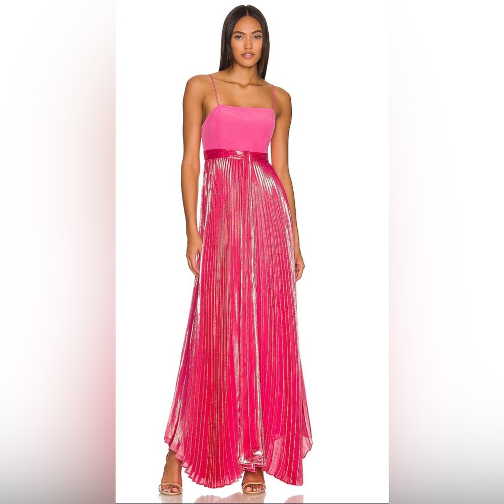 Alice + Olivia- Despina - Pink Pleated Maxi Dress